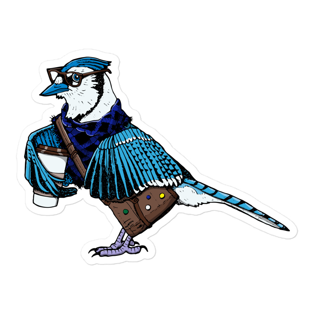 Hipster Blue Jay – Sticker